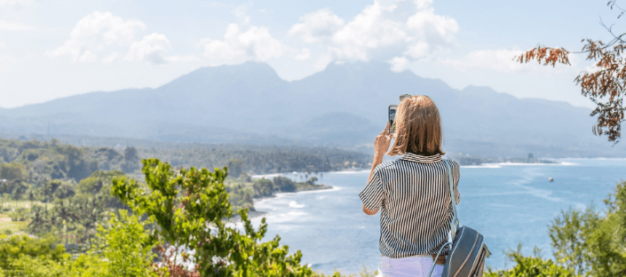 a woman taking pictures